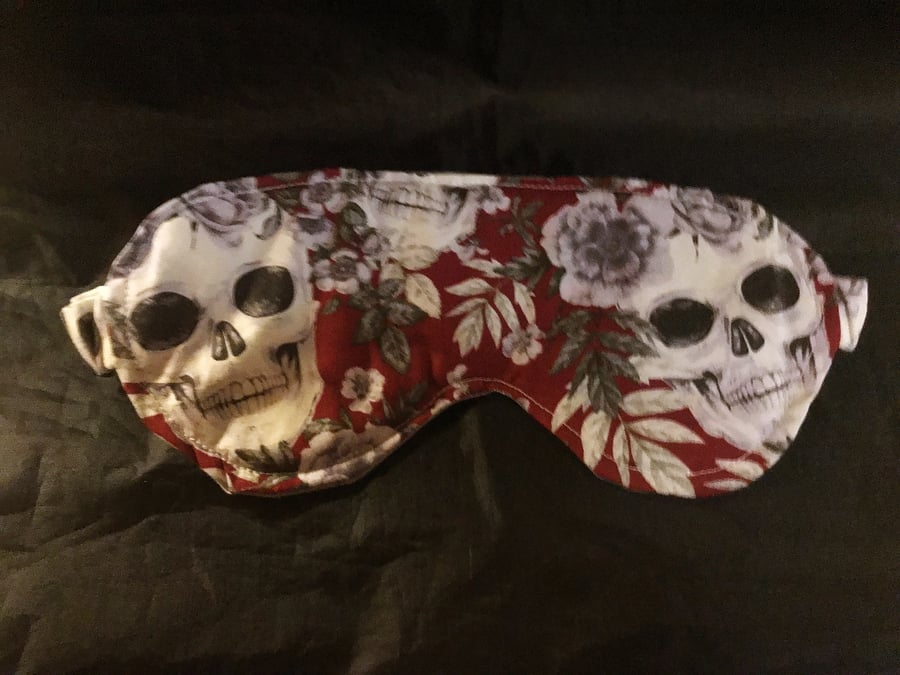 Gothic Red Skull Sleep Mask, Gift for Goth, Handmade Yorkshire