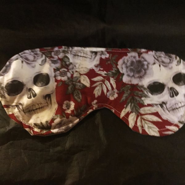 Gothic Red Skull Sleep Mask, Gift for Goth, Handmade Yorkshire