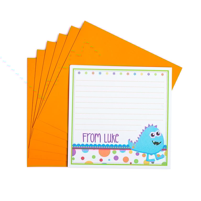 Personalised Monster Notecards - pack of 6