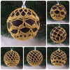 Christmas baubles boxed set of 6 large decorated with crochet lace (A13)