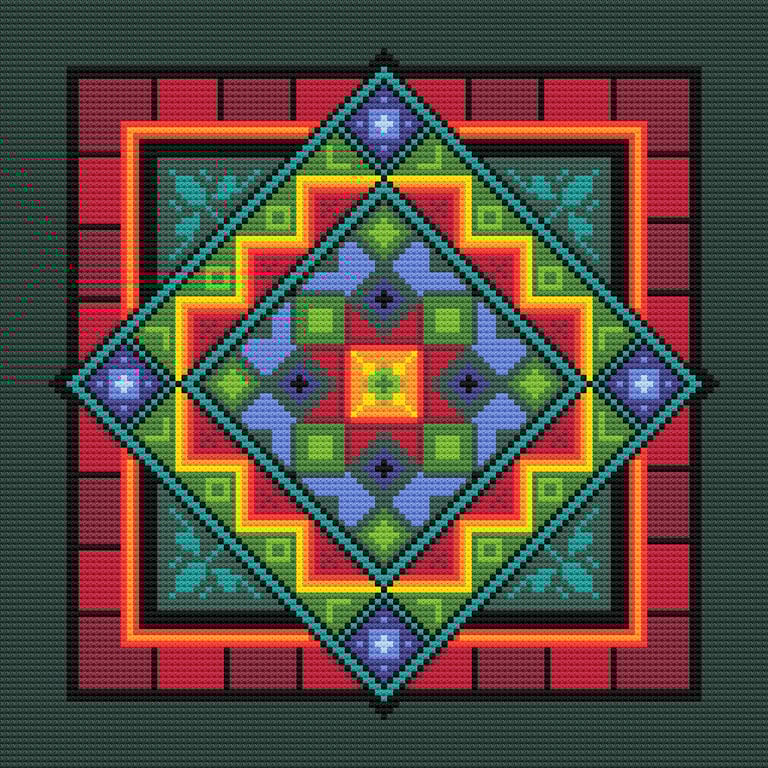 164 Cross Stitch Pattern Geometric Arabic Patchwork Colourful Ethnic Cushion
