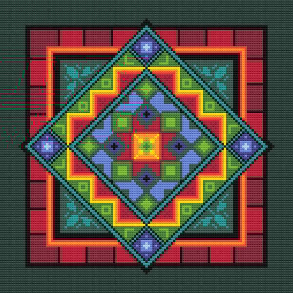 164 Cross Stitch Pattern Geometric Arabic Patchwork Colourful Ethnic Cushion