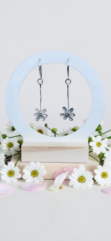 Sterling Silver Daisy Dangles - Gift Boxed - Botanical