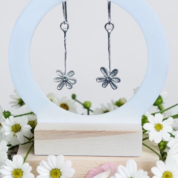 Sterling Silver Daisy Dangles - Gift Boxed - Botanical