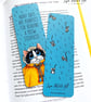 Tuxedo Cat in a Yellow Raincoat Bookmark, 52mm x 148mm