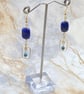 Wire rectangle drop earrings with lapis lazuli and terra jasper stones - Image 4