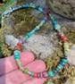 Silver and gemstone bead necklace bright summer accessory 