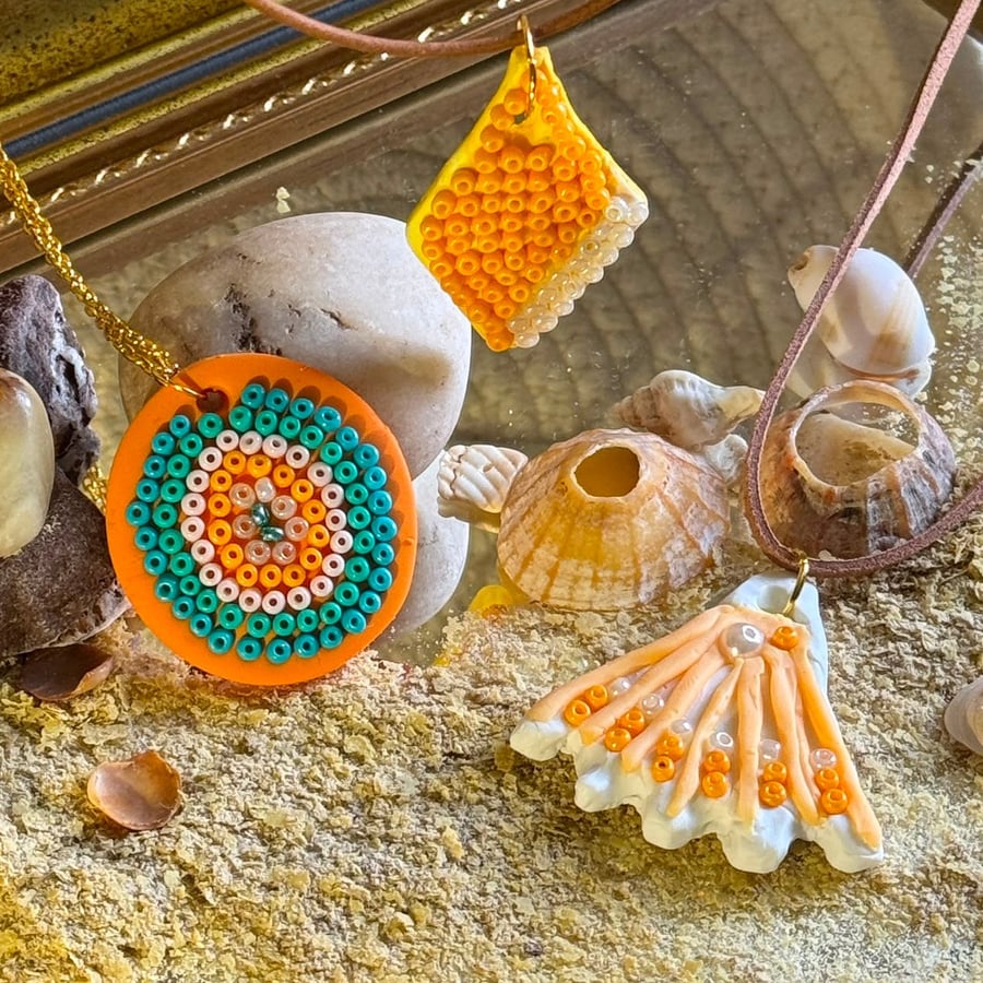 Boho Beach Collection with sunset oranges and turquoise beads