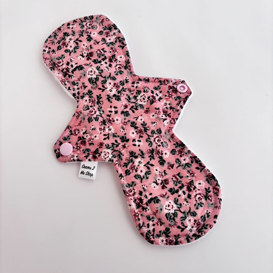 Standard Cloth Sanitary Pad  - Pink Floral -9" Heavy