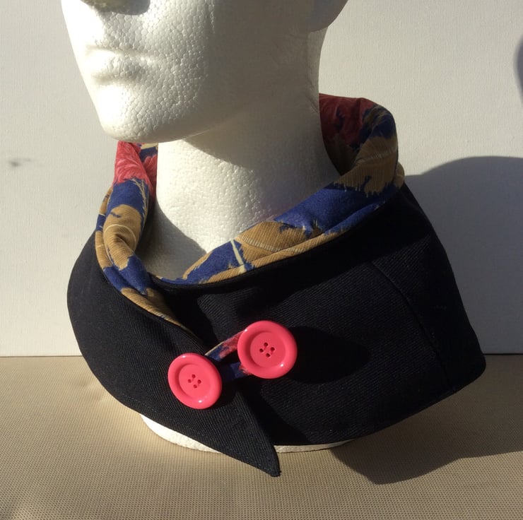Navy blue neck warmer, scarf, snood, cowl Folksy