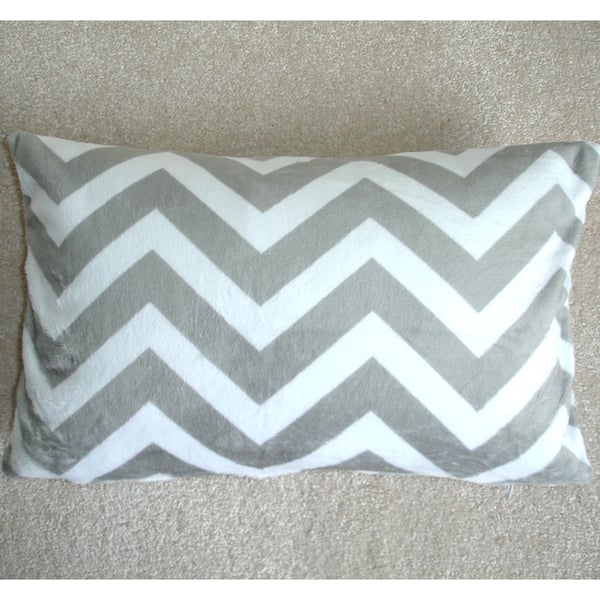 Tempur Travel Pillow Cover 16x10 Soft Cuddlesoft Minky Grey Chevron SMALL