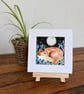 Mounted Original Whimsical Resting Red Fox in Moonlight Midnight Meadow Art - Image 4