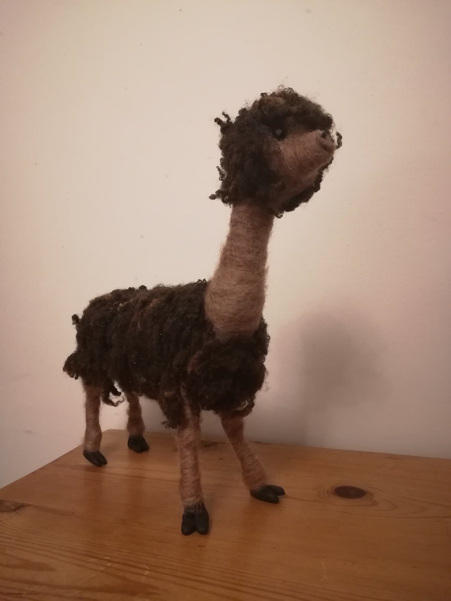 Alpaca, needle felted wool sculpture 