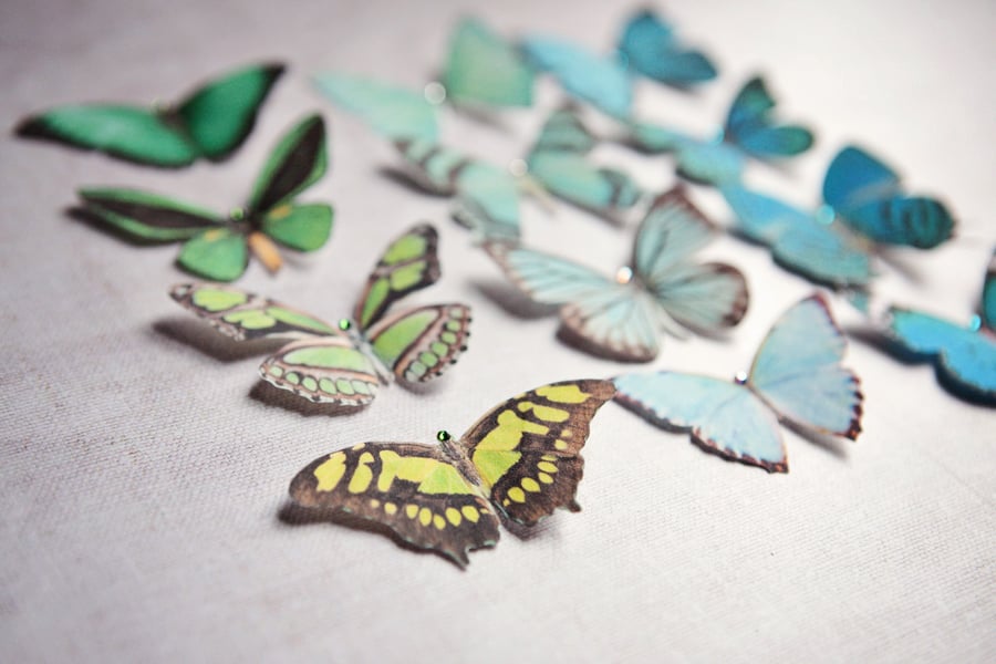 Silk Butterfly hair clips with Swarovski Crystal - Select your favourite 7! 
