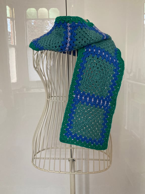 Handmade crochet scarf made from pure Pima cotton yarn
