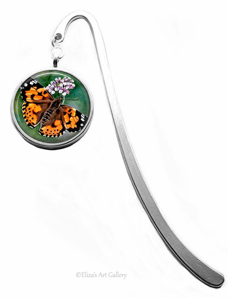 Silver Plated Butterfly Art Cabochon Bookmark