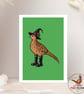 Halloween Pheasant Card – Witch Pheasant in Wellies – Hand Drawn A6 Card - Image 2