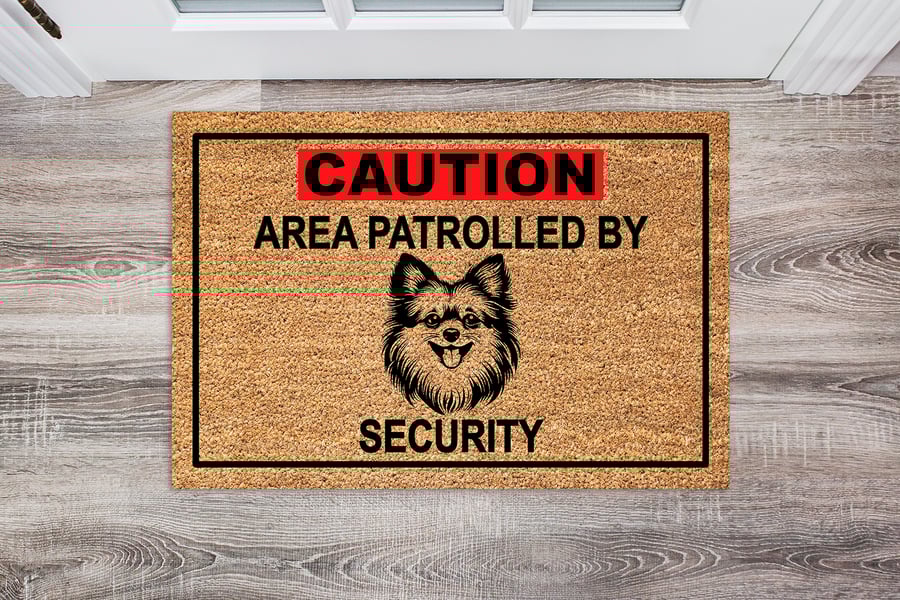 Pomeranian Security Door Mat - Pomeranian Welcome Mat - 3 Sizes