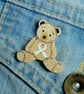Lung Cancer Awareness Ribbon Bear Pin, Handmade Cancer Support Gift - Image 3