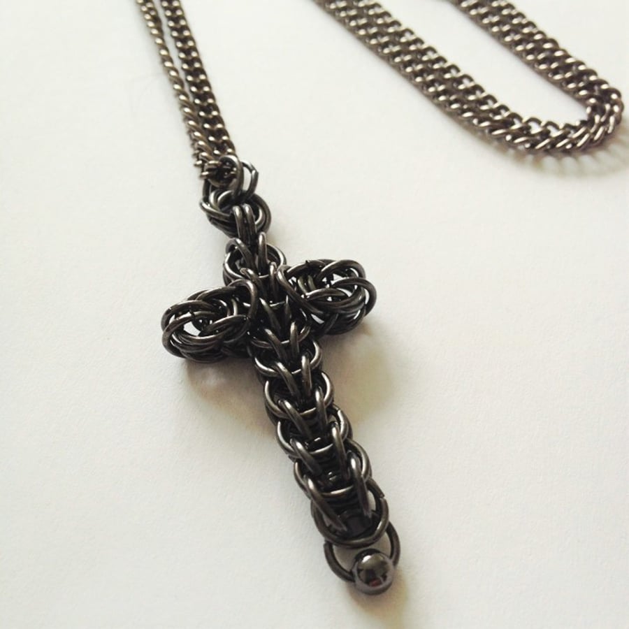 Gunmetal Cross Pendant, Men and Womens Cross Jewellery