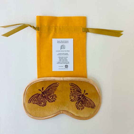 Yellow velvet Butterfly Lavender Infused Eye Mask