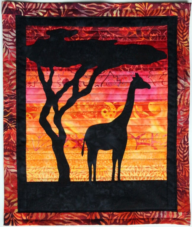 Giraffe Sunset Kit Art Quilt 