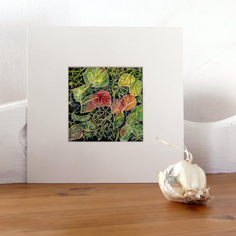 Bramble Leaves Botanical  Painting Nature Small Watercolour 