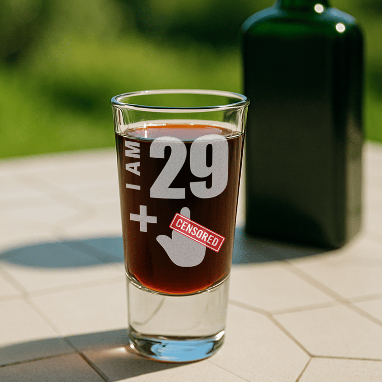 Personalised Birthday Shot Glass - Funny “I Am (Age) plus Middle Finger” Gift