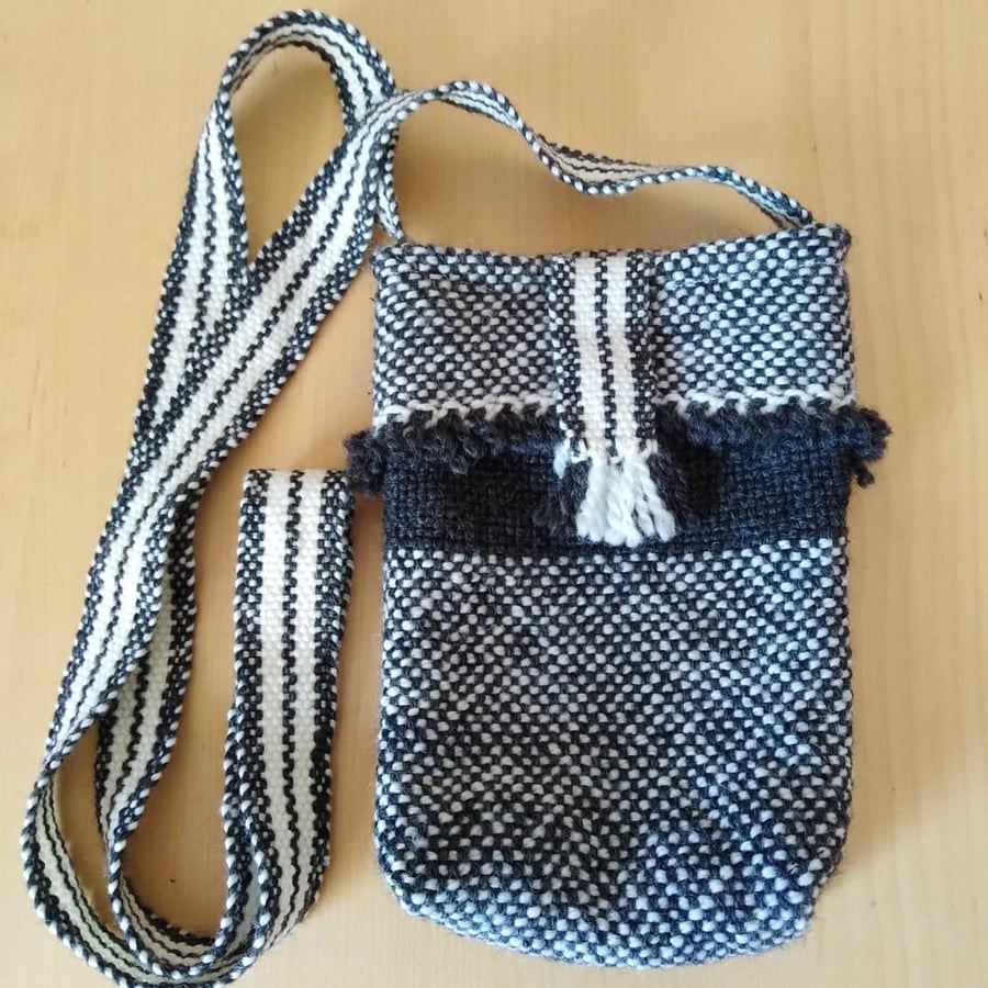 Small handwoven wool crossbody bag