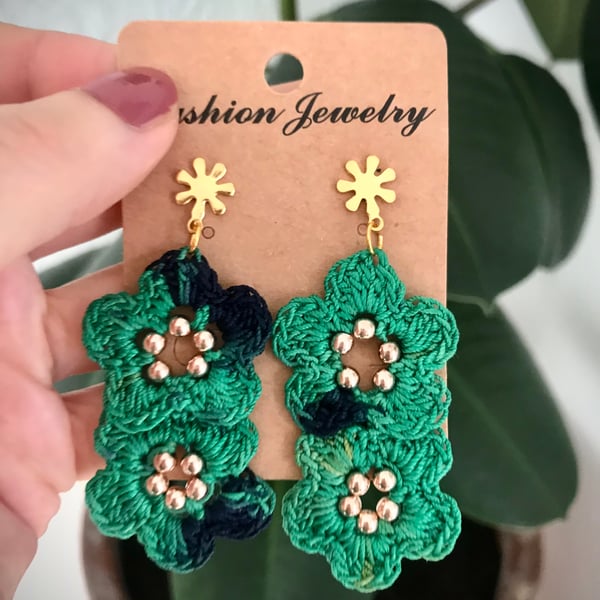 Blue flower earrings