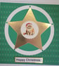 Xmas Star Persian Cat Christmas Card green