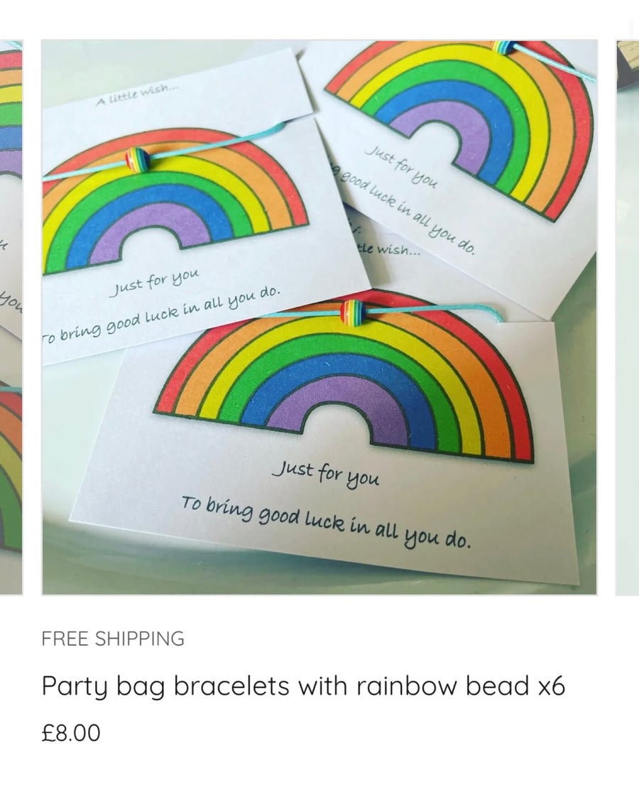 Party bag wish bracelets rainbow beaded x6 bundle gift of wish bracelets