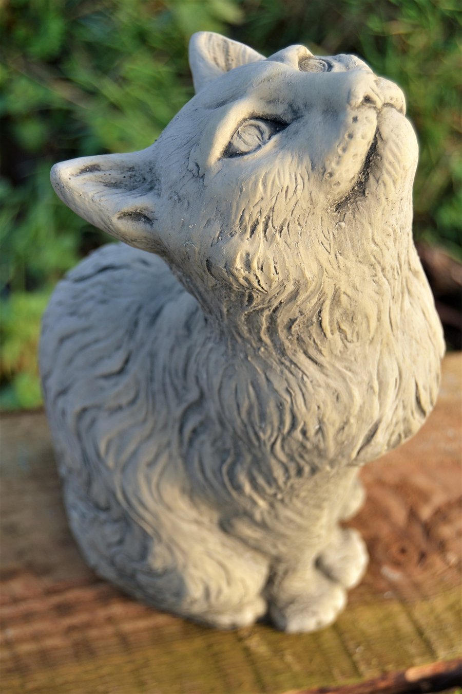 Jezz the Moon Gazing Cat Stone Garden Ornament