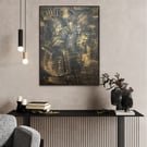 Metallic Gold & Black — Textured Abstract Acrylic Art