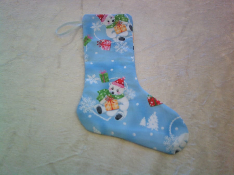 Polar Bears with Parcels 7.5 inch stocking