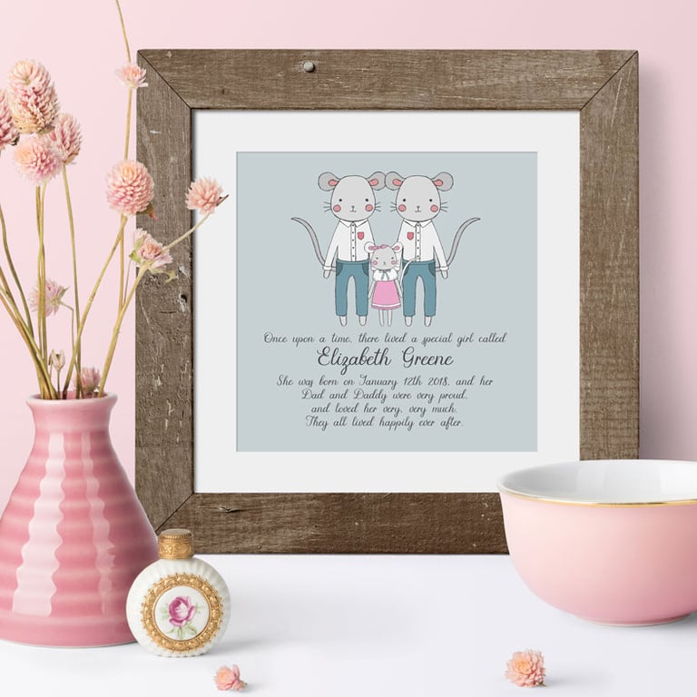 Once Upon A Time Mouse Family Print, customised to your family