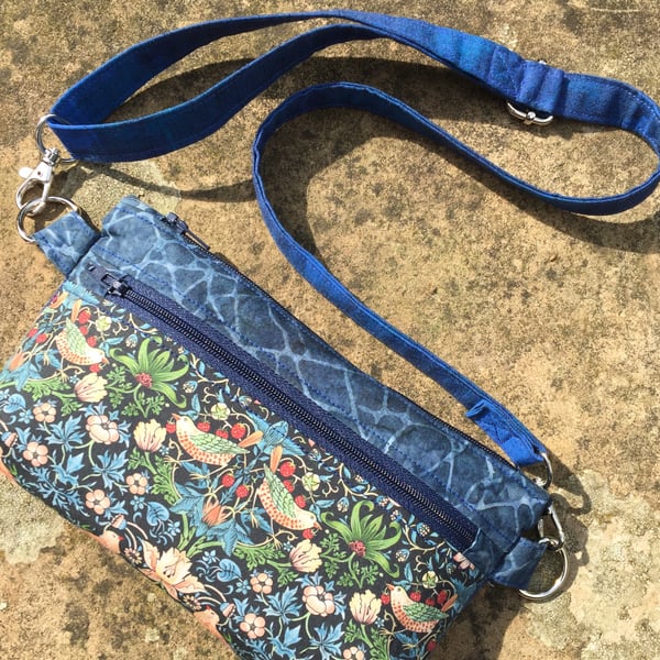 Fanny Pack “Moda, Batik, Strawberry Thief” Waist Purse, Crossbody Bag, Pouch 