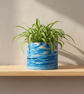 Large Blue Marbled Plant Pot - Unique Indoor Planter - Image 1