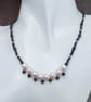 Natural Blue Sapphire And White Pearl Beaded Choker Necklace