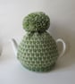 Tea cosie Tea cosy - green tweed with extra large pompom - Image 1