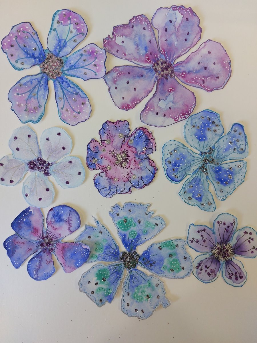 8 Watercolour Flowers Ideal Card Making, Junk Journals, Collage, Scrapbooking