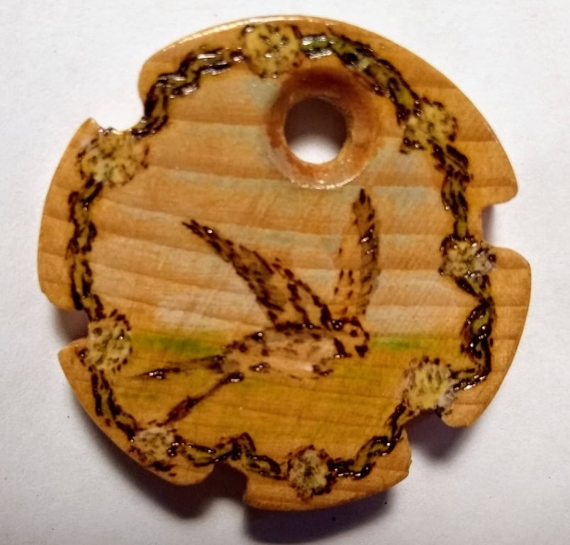 Pendant with Swallow and flowers or key ring or totem