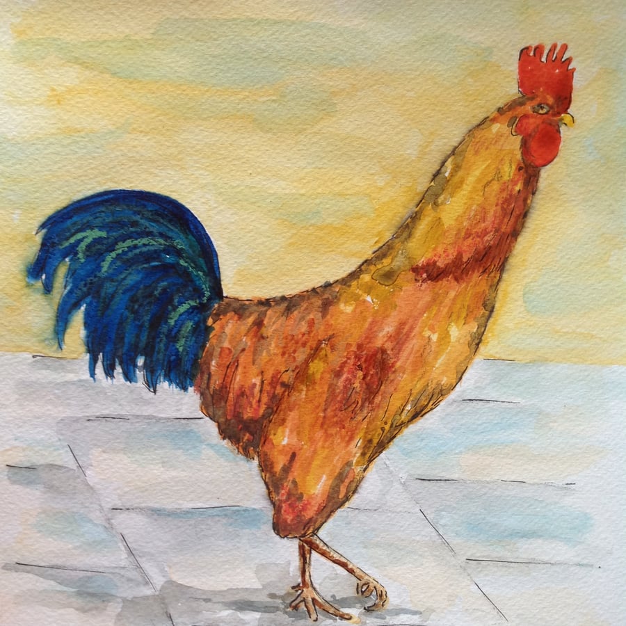 'The Cockerel' Original watercolour