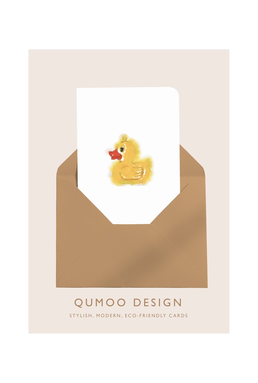nursery decor yellow duck blank greetings card (QM247)