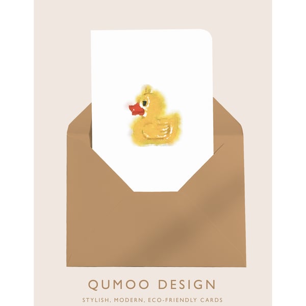 nursery decor yellow duck blank greetings card (QM247)