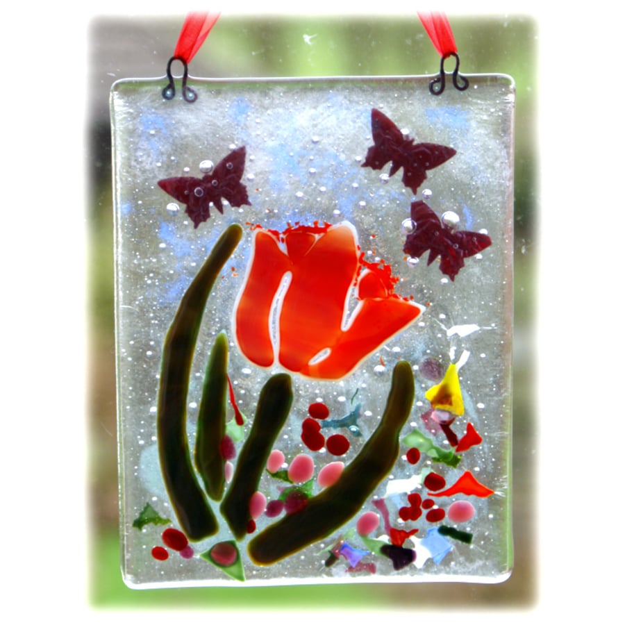 SOLD Tulip Picture Fused Glass Flower 003 
