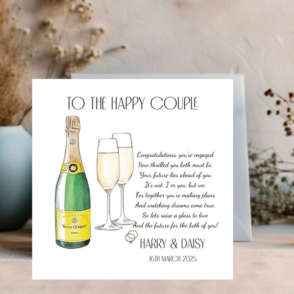 Champagne and Glasses Personalised Card with poem