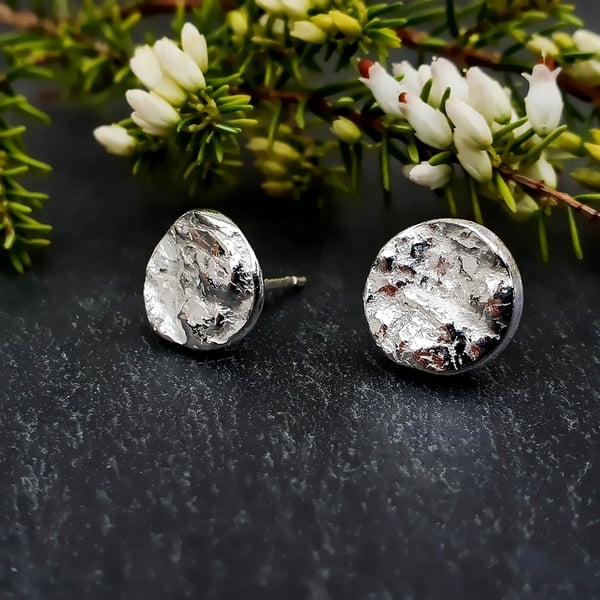 Fine Silver Full Moon Stud Earrings