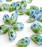 50g blue green streaky petal murrini made with Bullseye 90coe glass