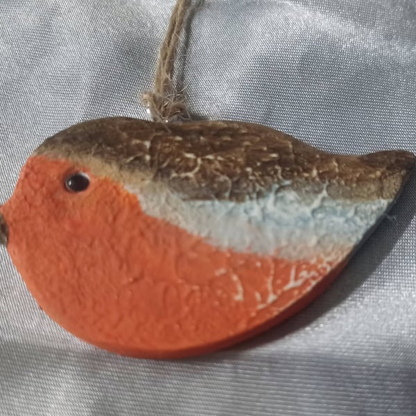 Handpainted Clay Robin Hanging